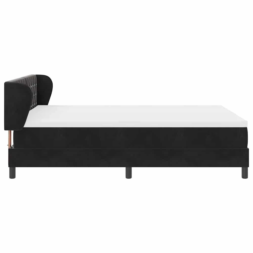 Box spring seng med hovedgærde Sort 160 x 200 cm Fløjl
