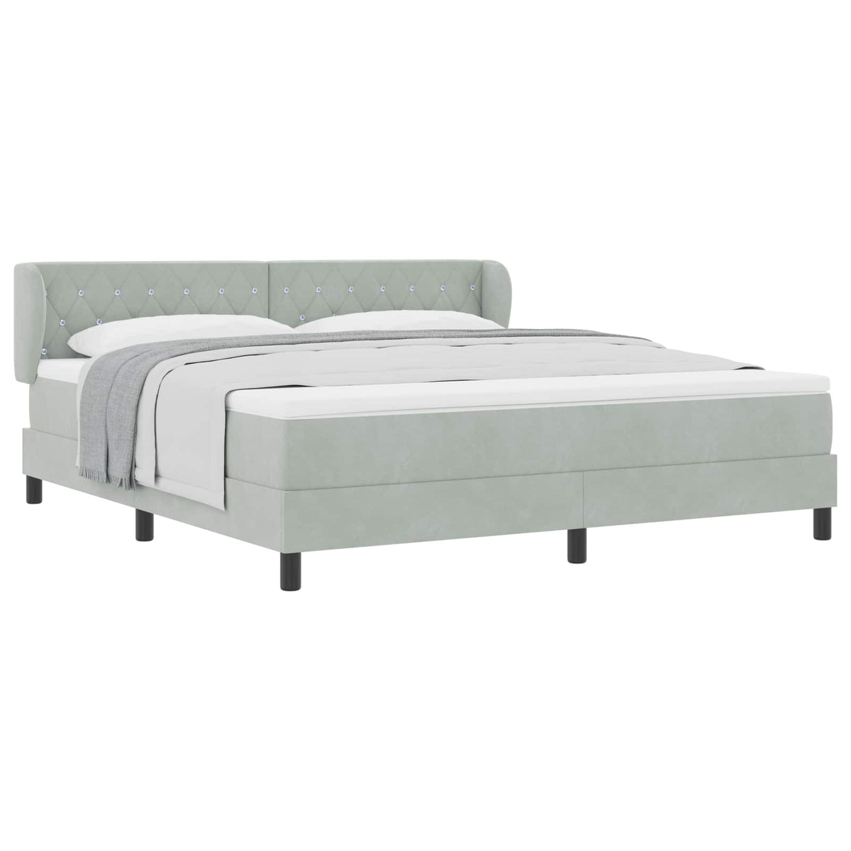 Box spring seng med hovedgærde Lysegrå 180 x 200 cm Fløjl