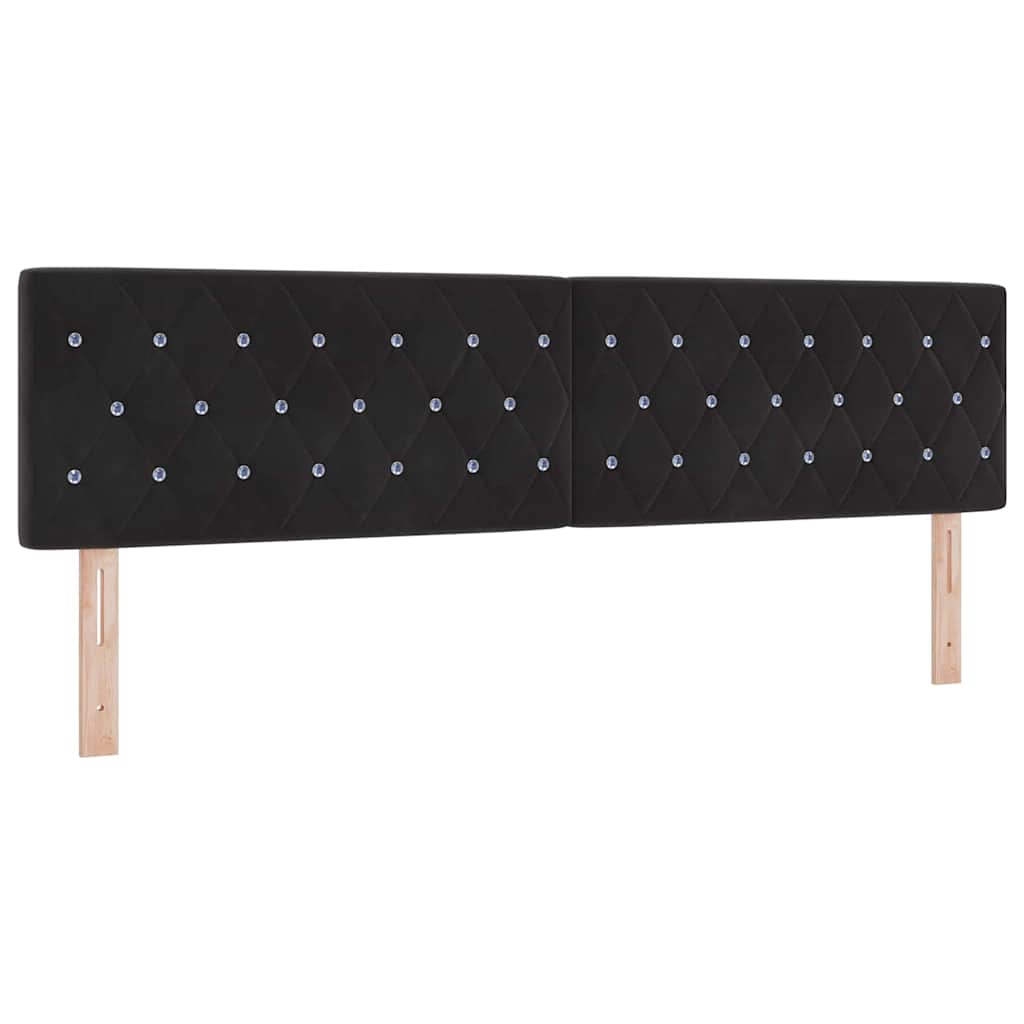 Box spring seng med hovedgærde Sort 180 x 200 cm Fløjl