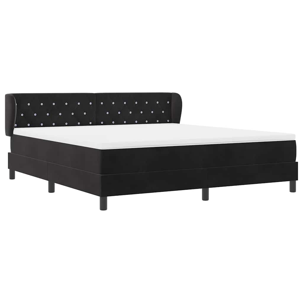 Box spring seng med hovedgærde Sort 180 x 200 cm Fløjl