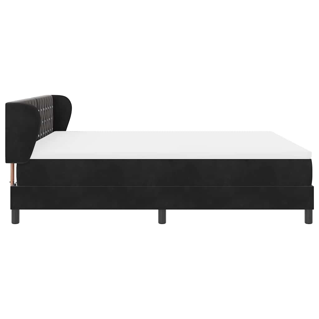 Box spring seng med hovedgærde Sort 180 x 200 cm Fløjl