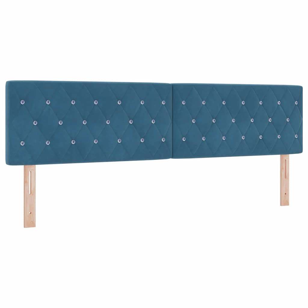 Box spring seng med hovedgærde Mørkeblå 180 x 200 cm Fløjl