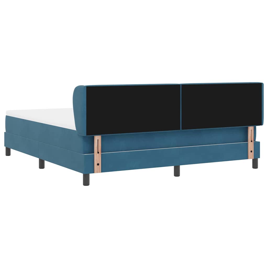 Box spring seng med hovedgærde Mørkeblå 180 x 200 cm Fløjl