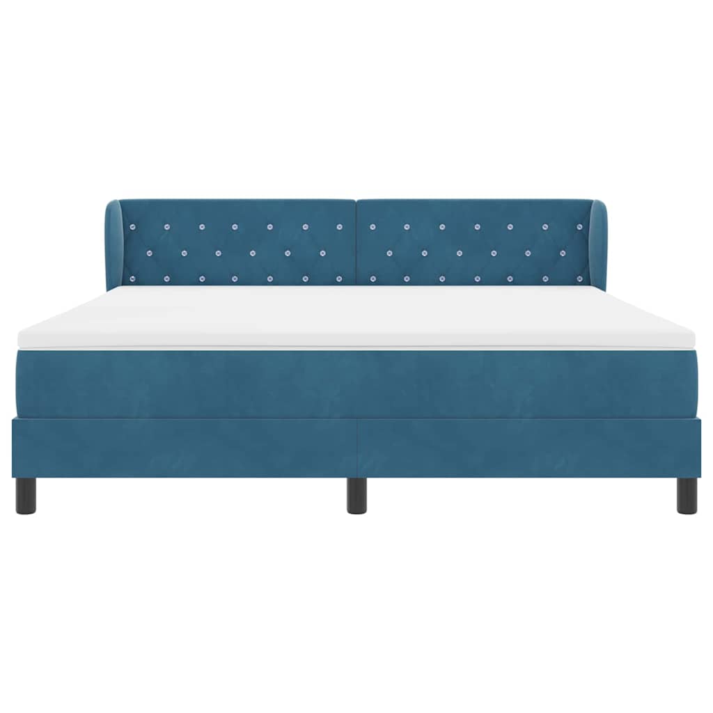 Box spring seng med hovedgærde Mørkeblå 180 x 200 cm Fløjl