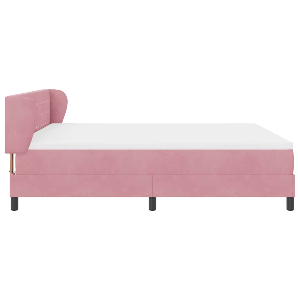 Box spring seng med hovedgærde Lyserød 180 x 200 cm Fløjl