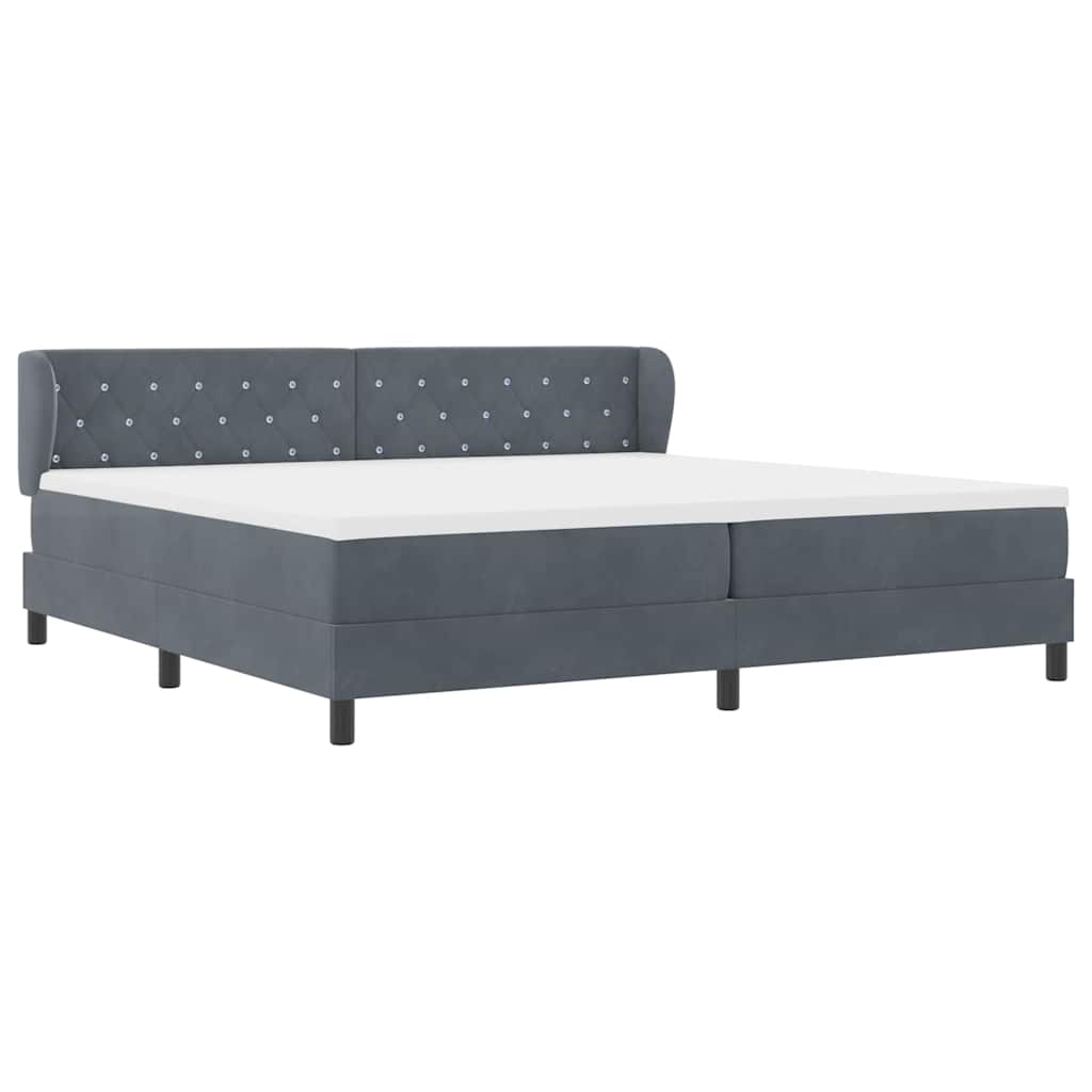 Box spring seng med madras Mørkegrå 200 x 200 cm Fløjl