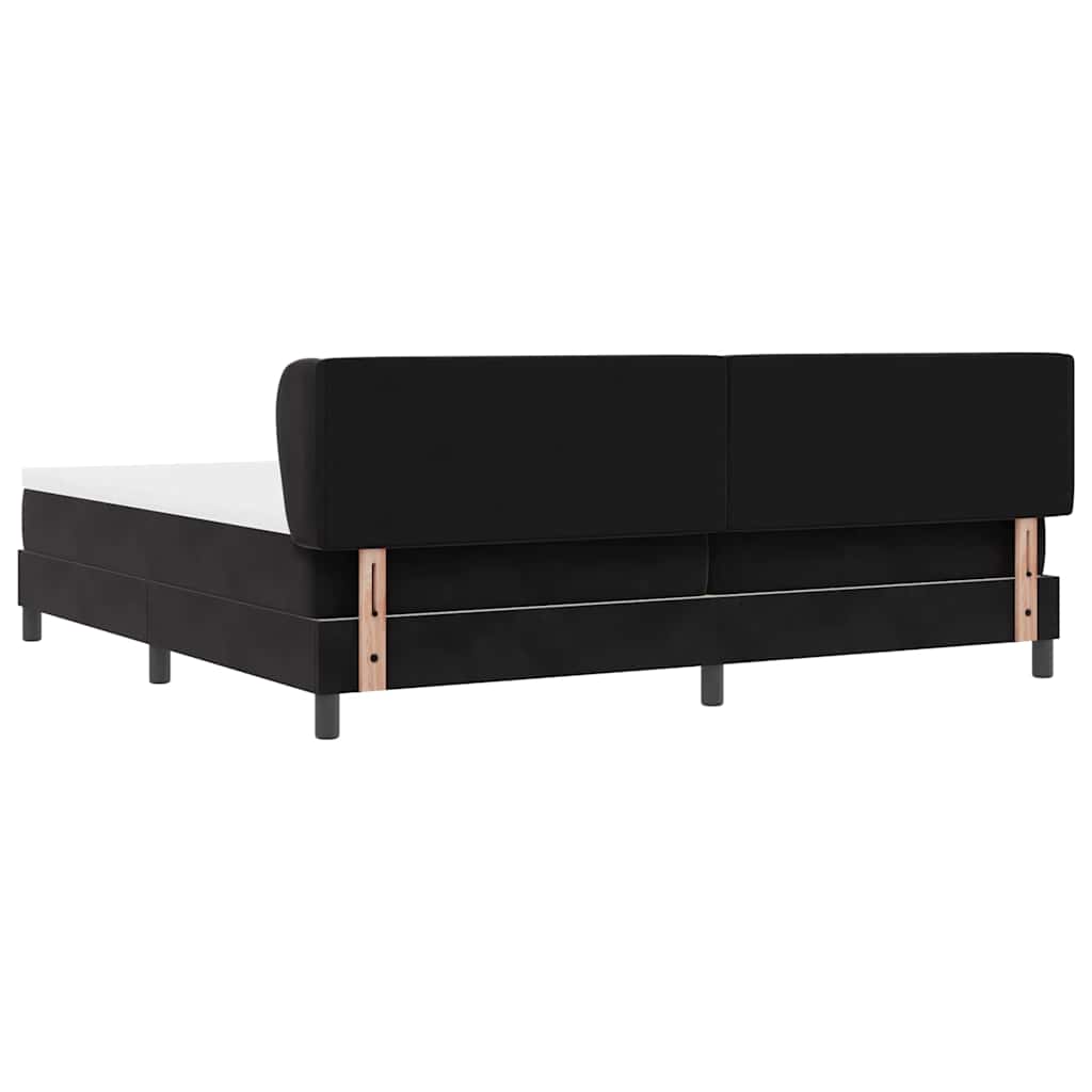 Box spring seng med madras Sort 200 x 200 cm Fløjl