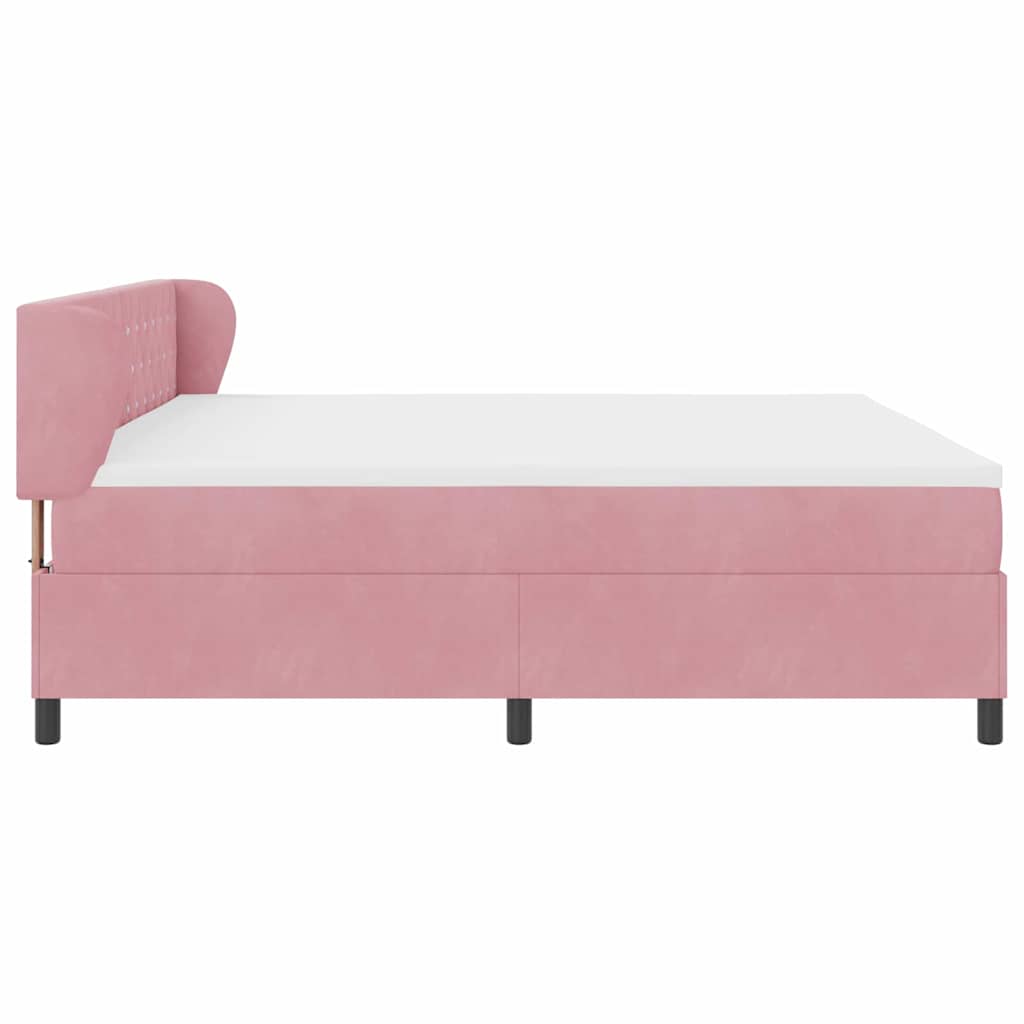 Box spring seng med hovedgærde Lyserød 200 x 200 cm Fløjl