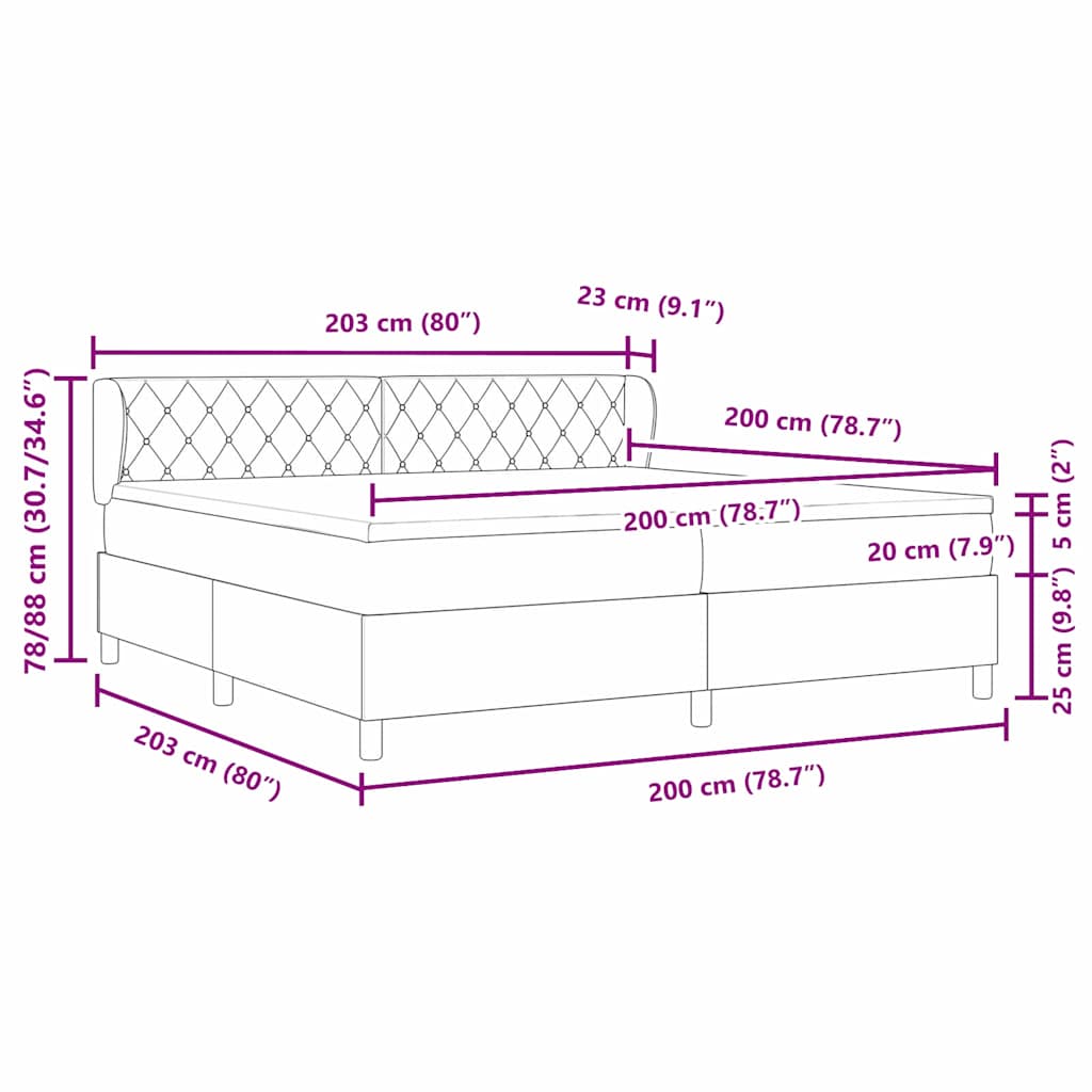 Box spring seng med hovedgærde Lyserød 200 x 200 cm Fløjl