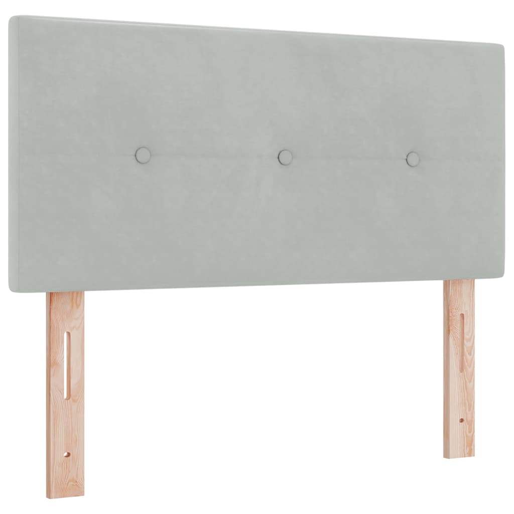 Box spring seng med hovedgærde Lysegrå 80 x 200 cm Fløjl