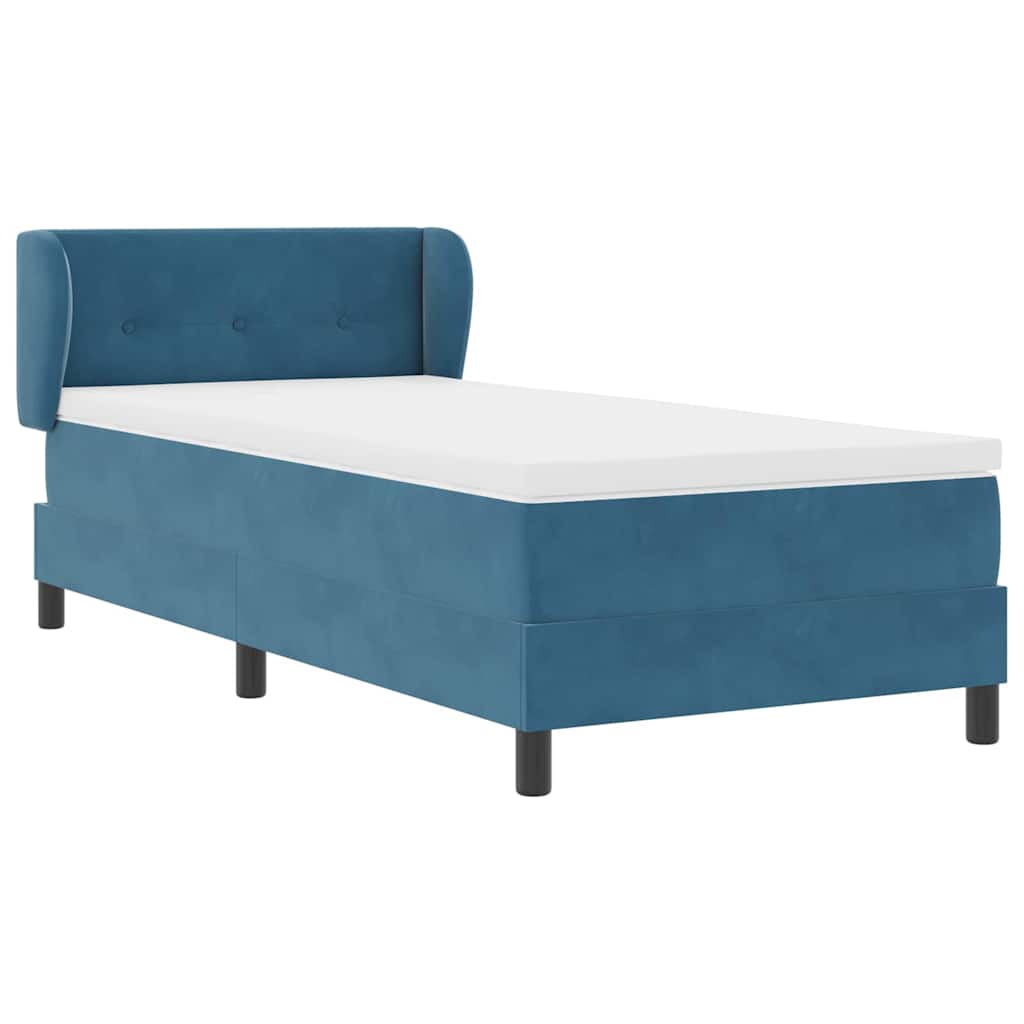 Box spring seng med hovedgærde Mørkeblå 80 x 200 cm Fløjl