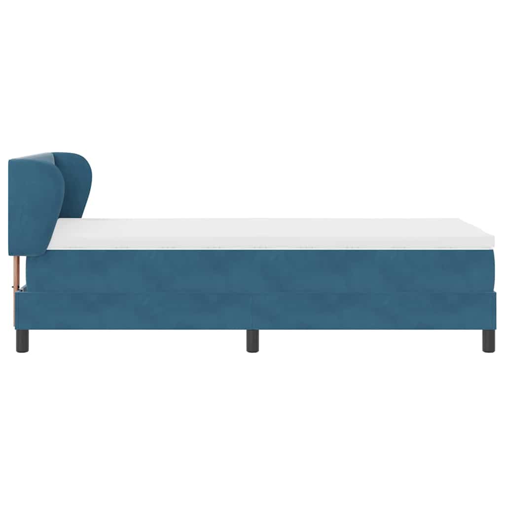 Box spring seng med hovedgærde Mørkeblå 80 x 200 cm Fløjl
