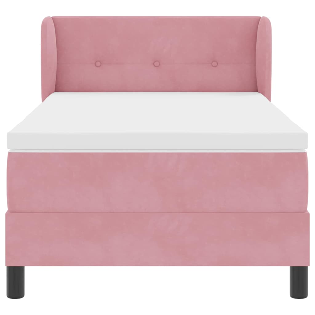 Box spring seng med hovedgærde Lyserød 90 x 190 cm Fløjl