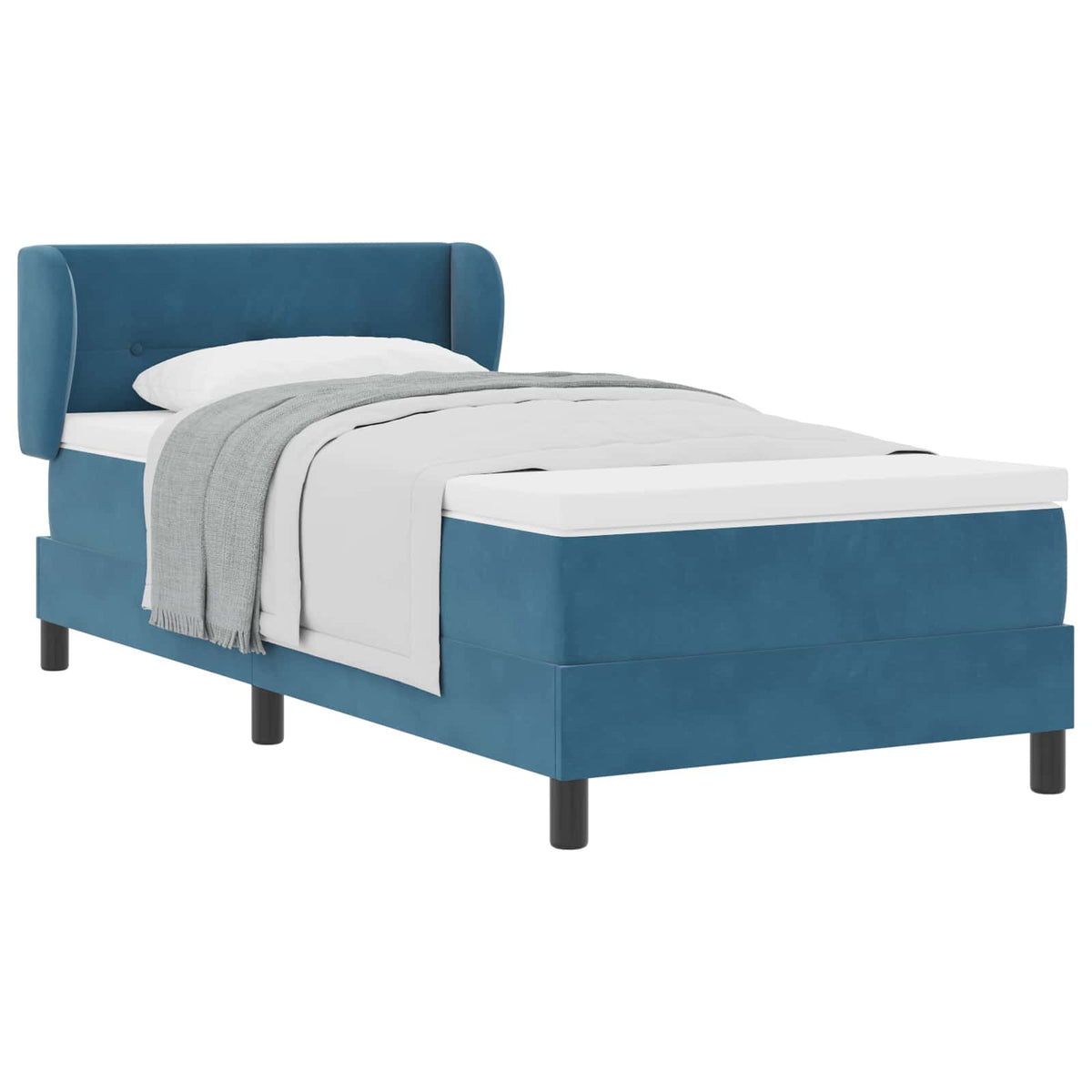 Box spring seng med hovedgærde Mørkeblå 100 x 200 cm Fløjl