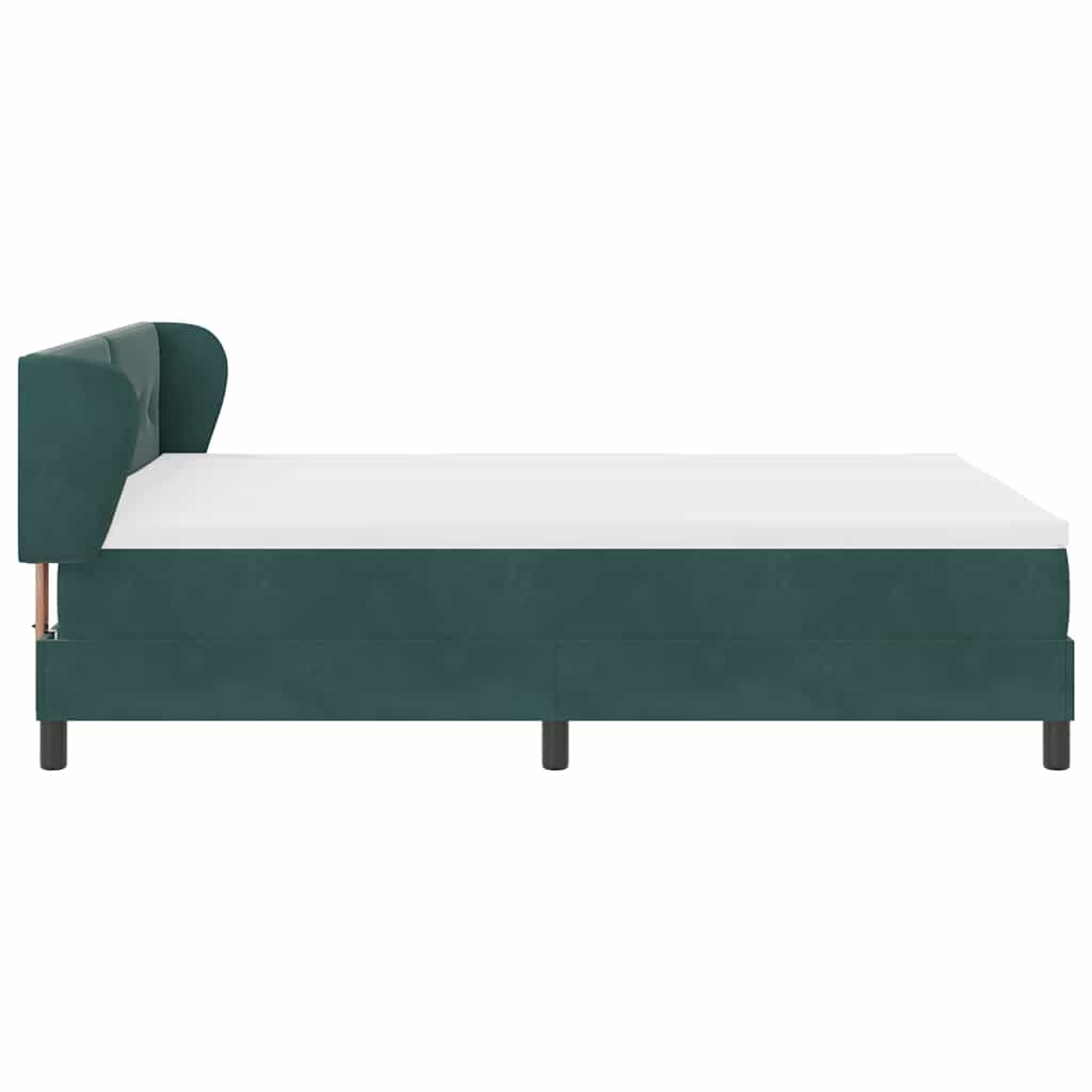 Box spring seng med hovedgærde Mørkegrøn 160 x 200 cm Fløjl