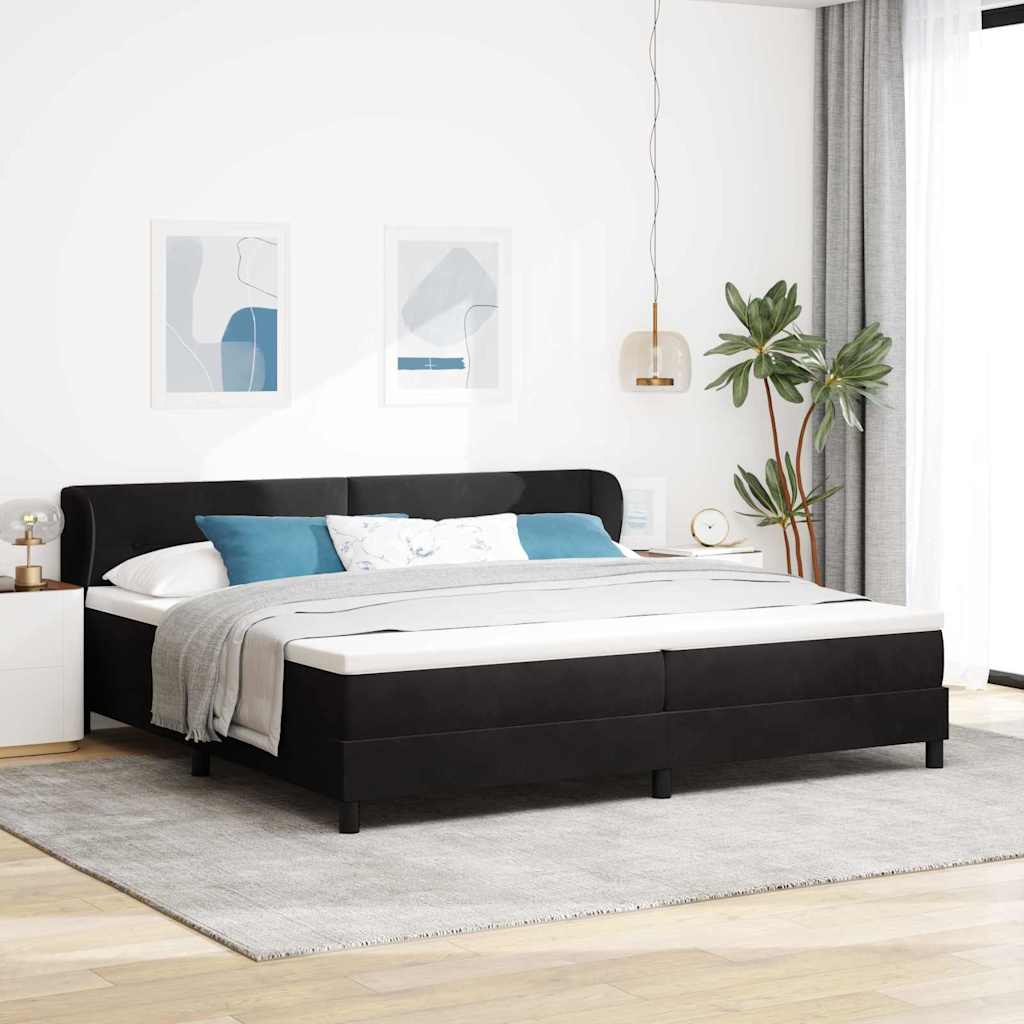 Box spring seng med hovedgærde Sort 200 x 200 cm Fløjl