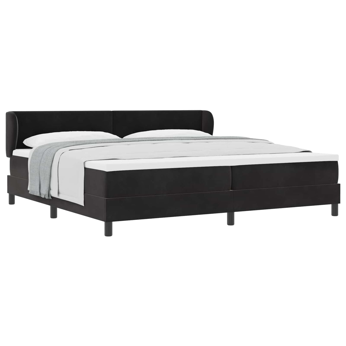 Box spring seng med hovedgærde Sort 200 x 200 cm Fløjl