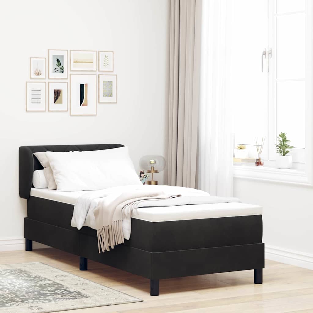 Box spring seng med hovedgærde Sort 80 x 200 cm Fløjl