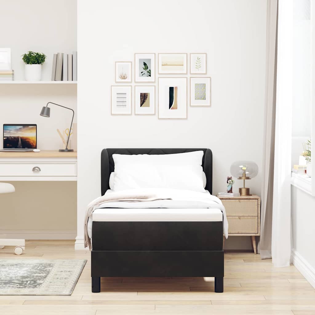 Box spring seng med hovedgærde Sort 80 x 200 cm Fløjl