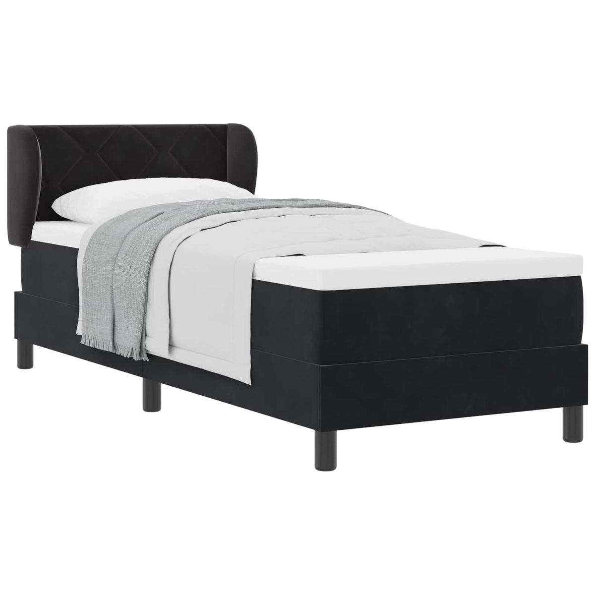 Box spring seng med hovedgærde Sort 80 x 200 cm Fløjl