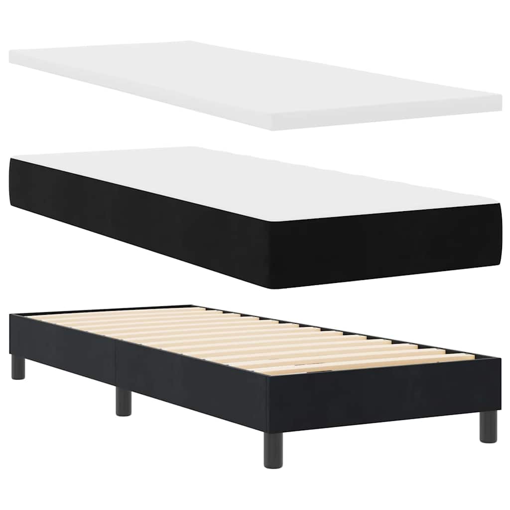 Box spring seng med hovedgærde Sort 80 x 200 cm Fløjl