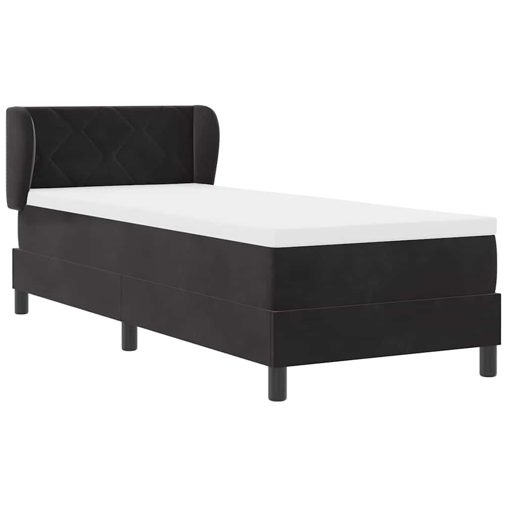 Box spring seng med hovedgærde Sort 80 x 200 cm Fløjl