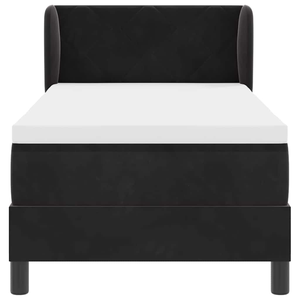 Box spring seng med hovedgærde Sort 80 x 200 cm Fløjl