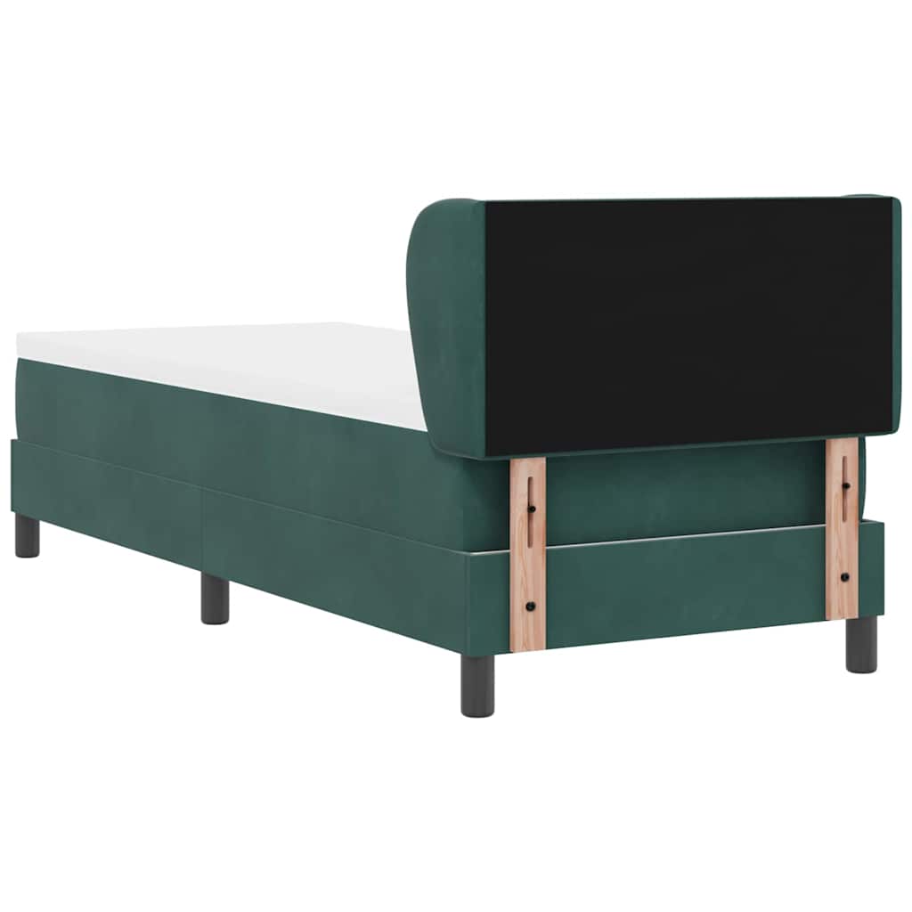 Box spring seng med hovedgærde Mørkegrøn 80 x 200 cm Fløjl