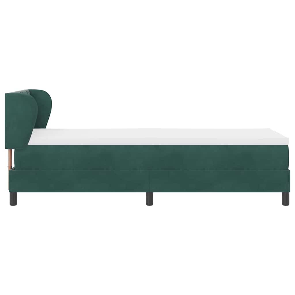 Box spring seng med hovedgærde Mørkegrøn 80 x 200 cm Fløjl