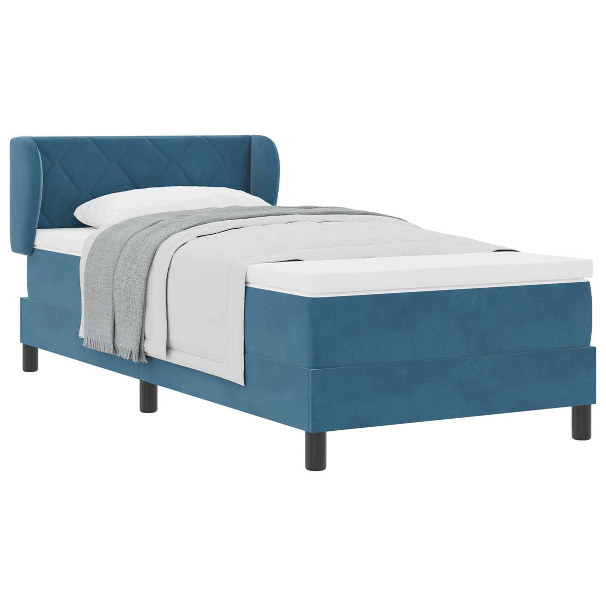 Box spring seng med hovedgærde Mørkeblå 90 x 200 cm Fløjl