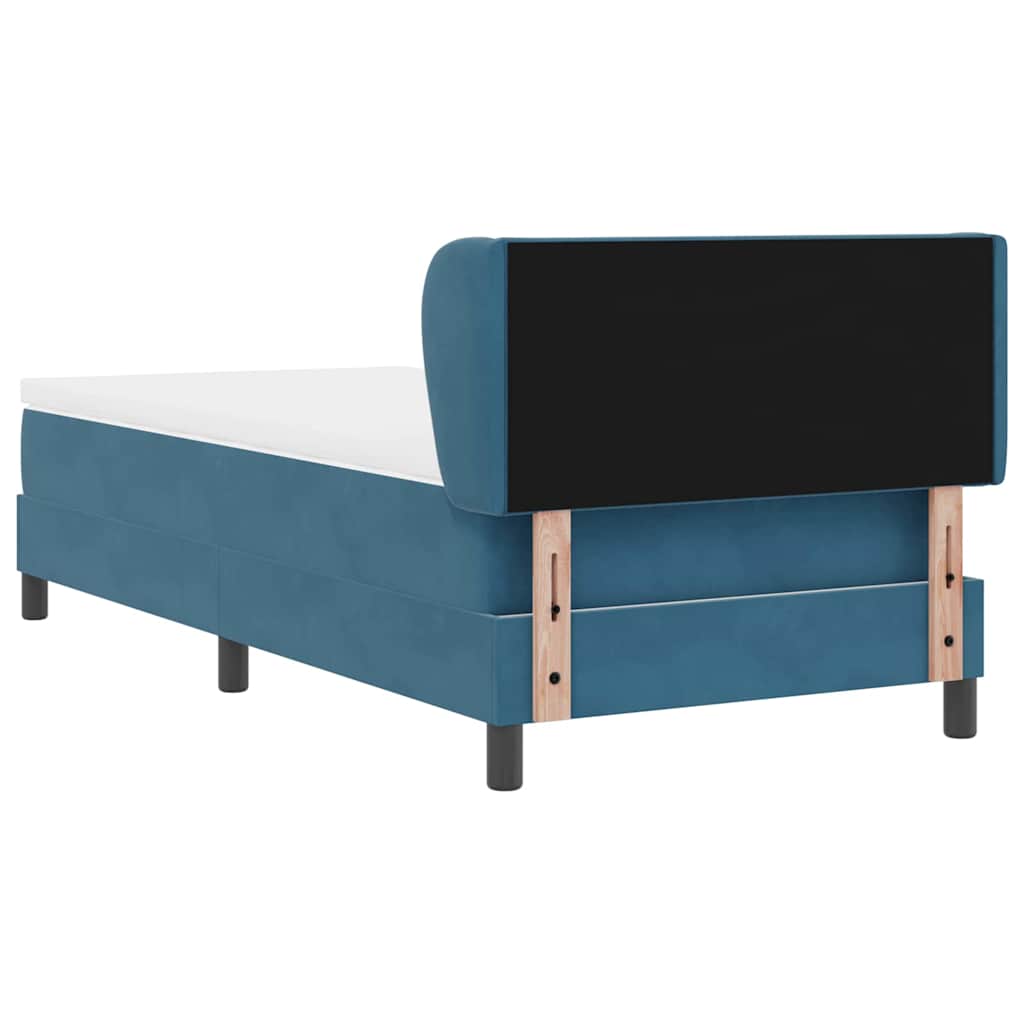 Box spring seng med hovedgærde Mørkeblå 90 x 200 cm Fløjl