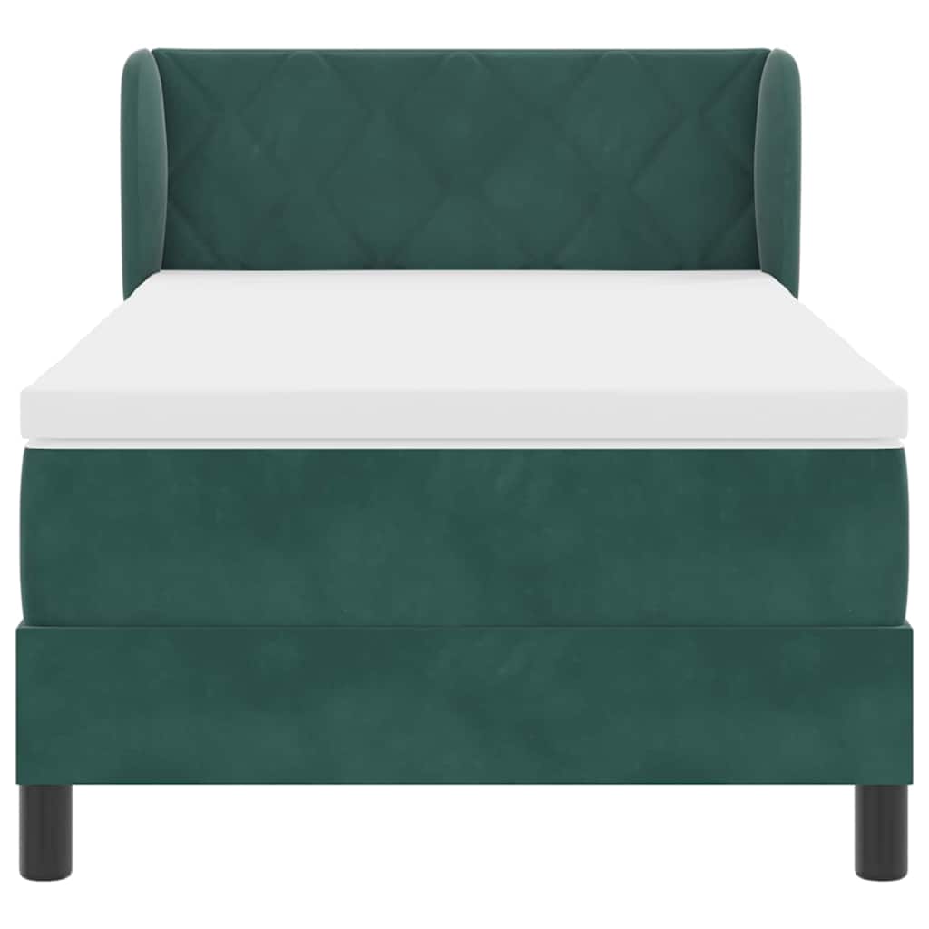 Box spring seng med hovedgærde Mørkegrøn 100 x 200 cm Fløjl