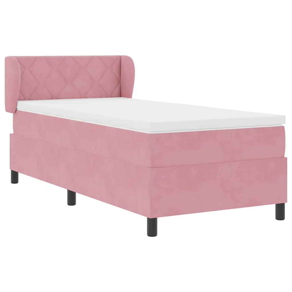 Box spring seng med pude Lyserød 100 x 200 cm Fløjl