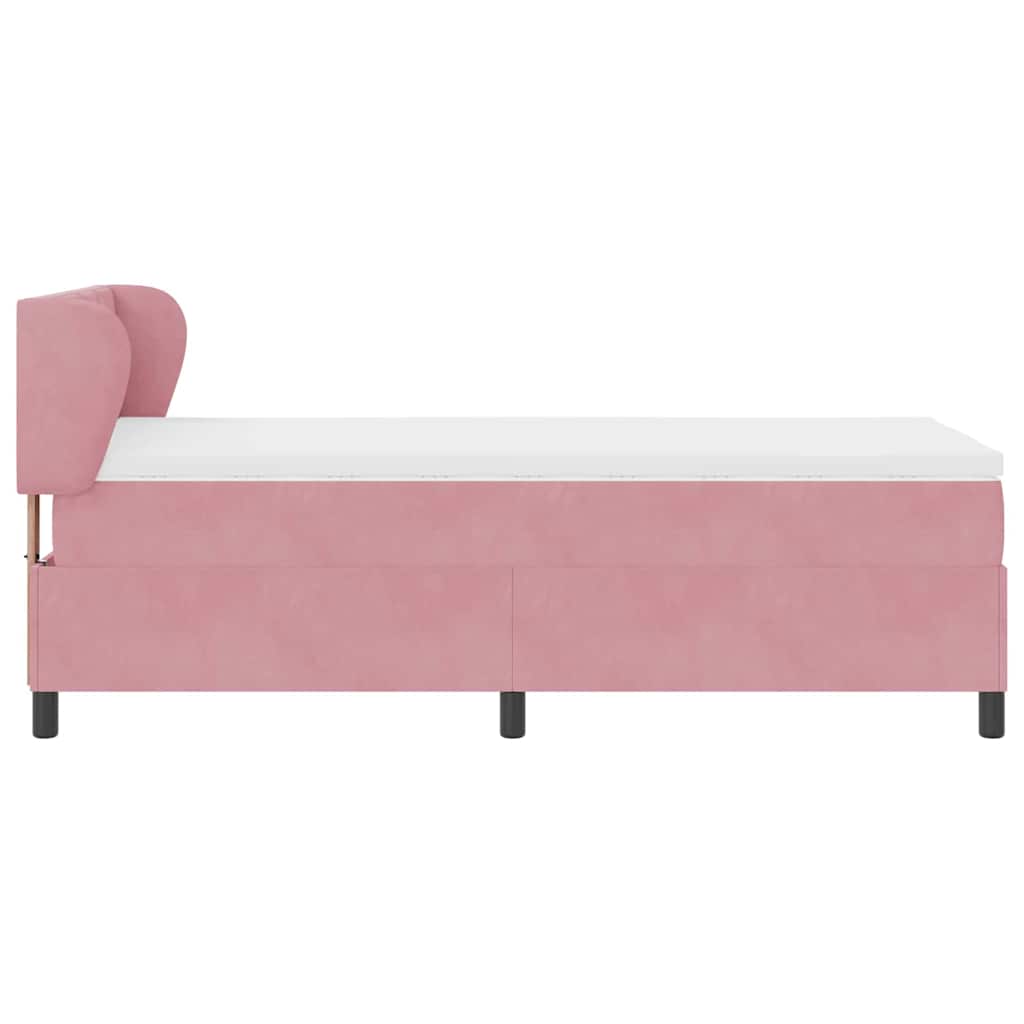 Box spring seng med pude Lyserød 100 x 200 cm Fløjl