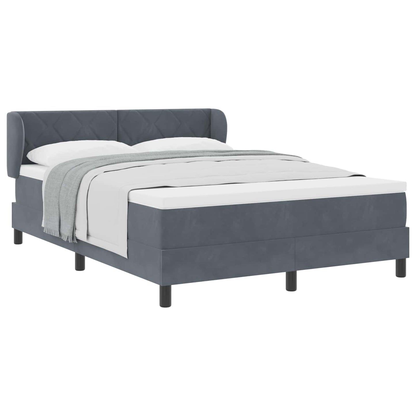 Box spring seng med hovedgærde Mørkegrå 140 x 190 cm Fløjl