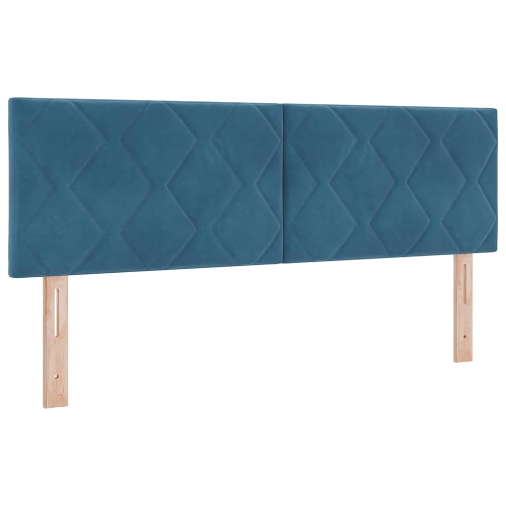 Box spring seng med hovedgærde Mørkeblå 140 x 190 cm Fløjl