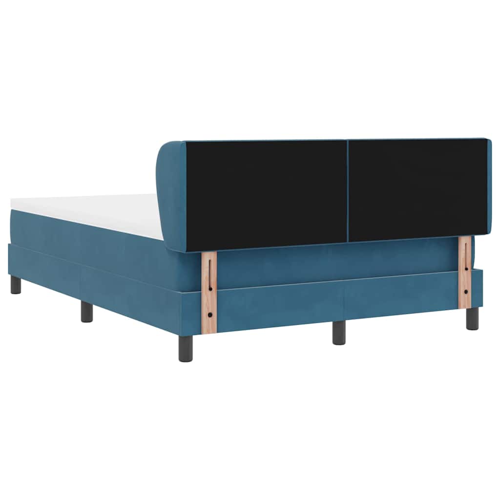 Box spring seng med hovedgærde Mørkeblå 140 x 190 cm Fløjl