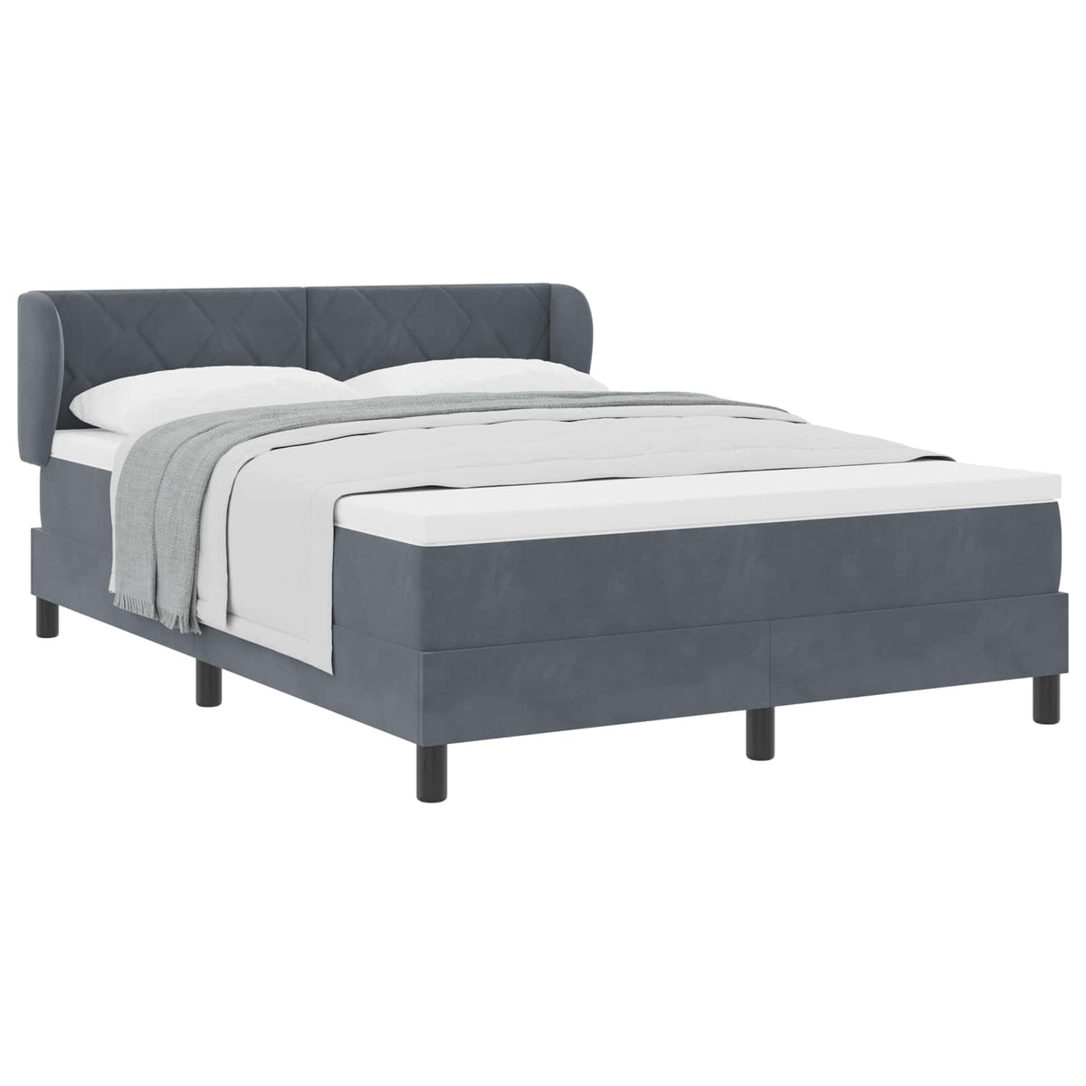 Box spring seng med hovedgærde Mørkegrå 140 x 200 cm Fløjl