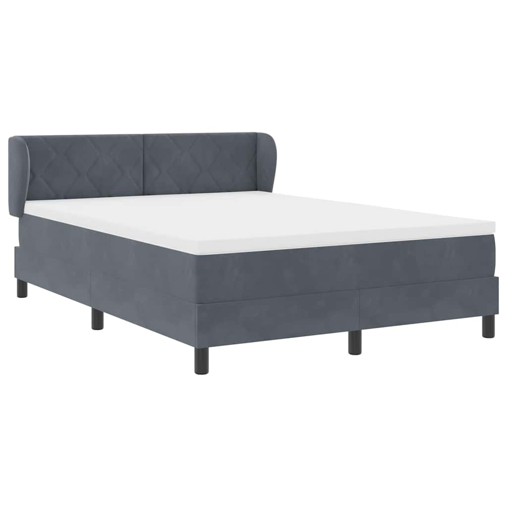 Box spring seng med hovedgærde Mørkegrå 140 x 200 cm Fløjl