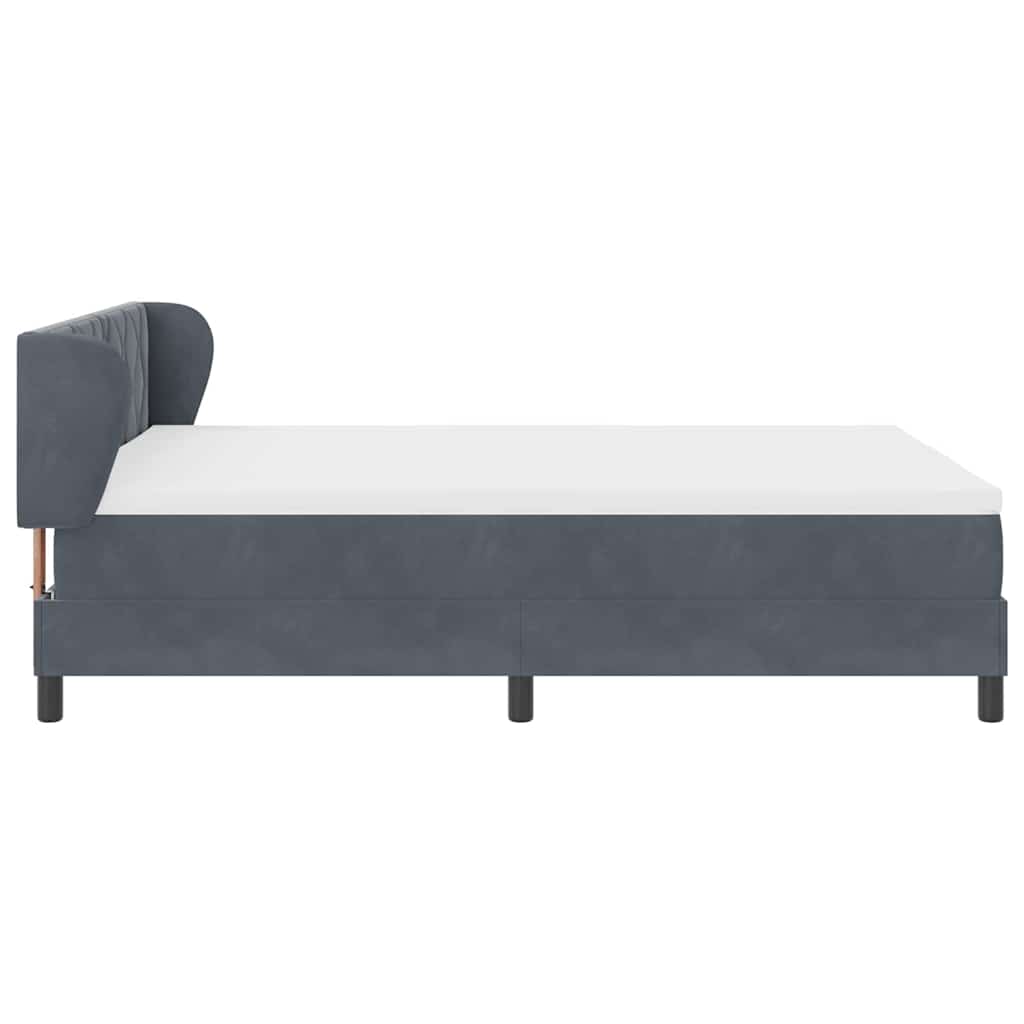 Box spring seng med hovedgærde Mørkegrå 140 x 200 cm Fløjl