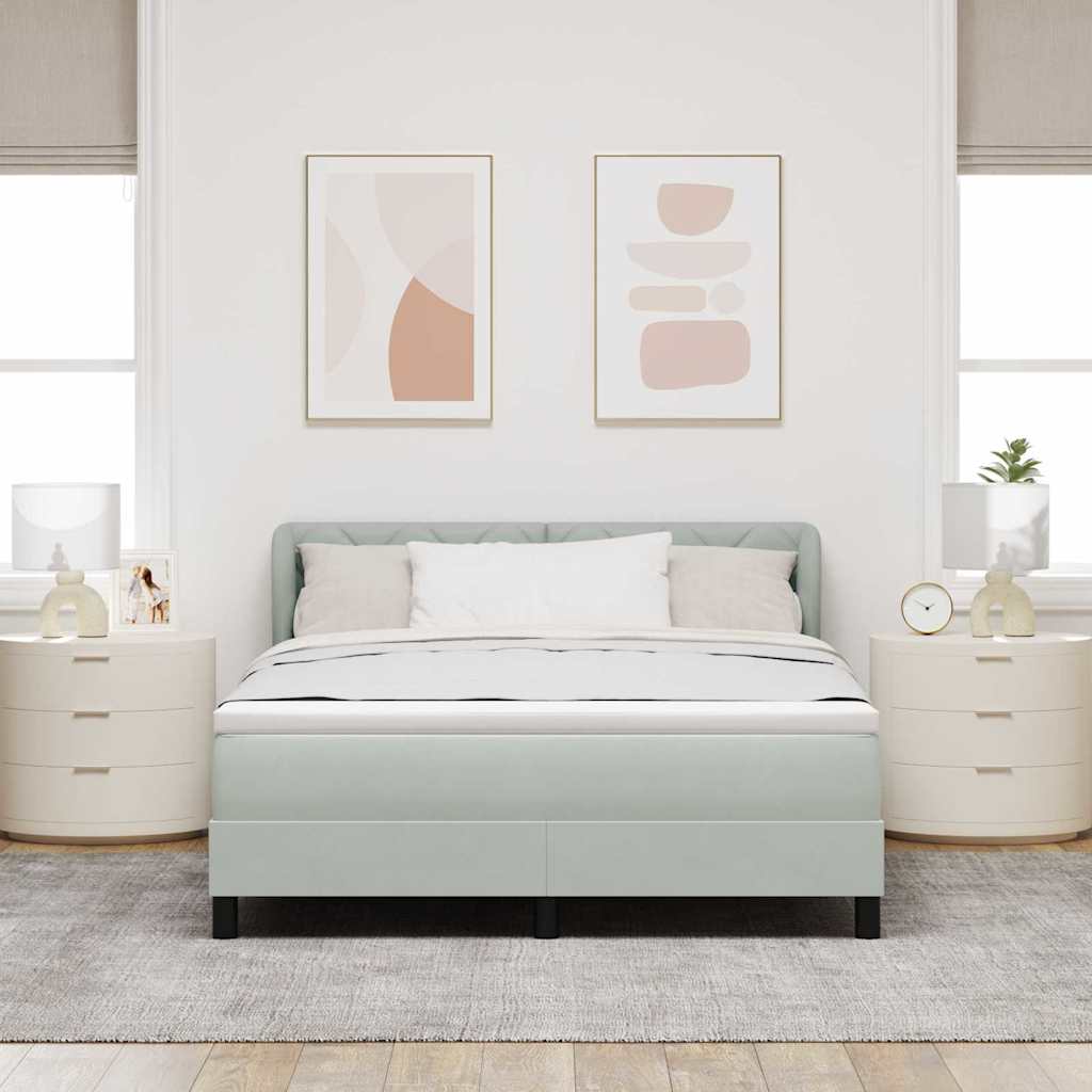 Box spring seng med hovedgærde Lysegrå 160 x 200 cm Fløjl
