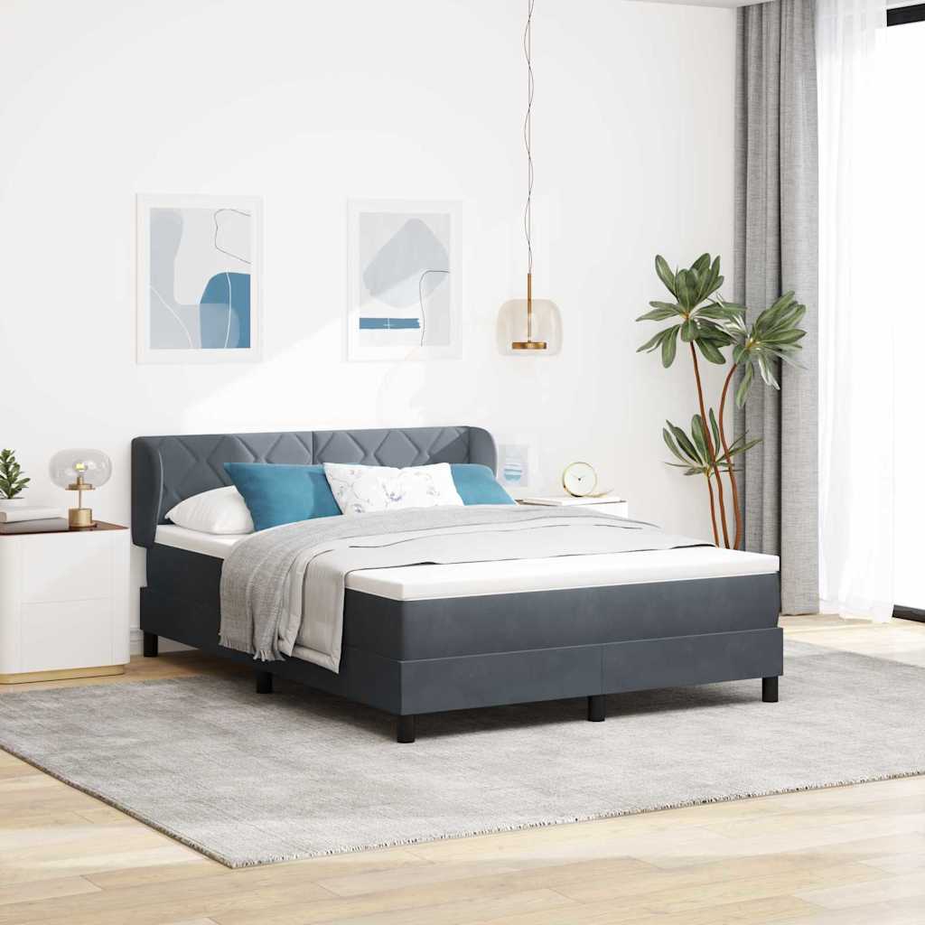 Box spring seng med hovedgærde Mørkegrå 160 x 200 cm Fløjl