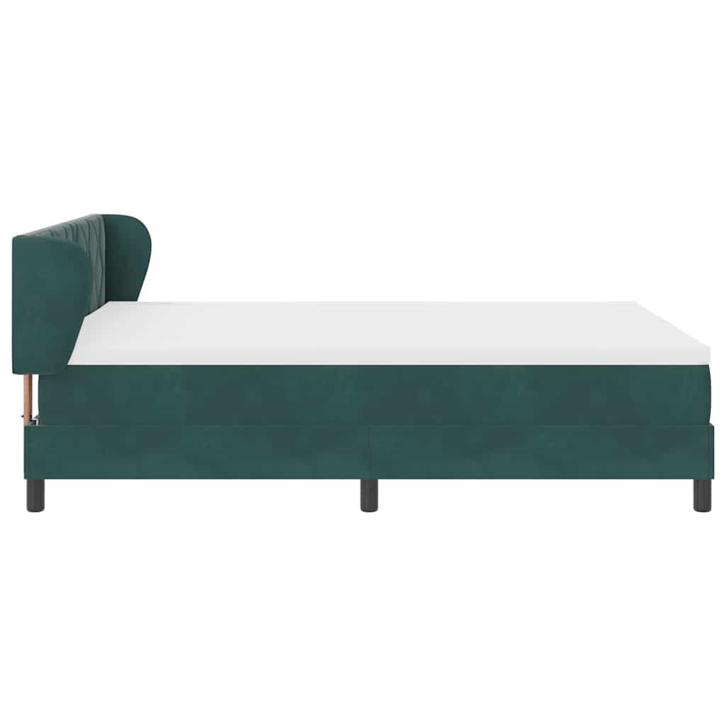 Box spring seng med hovedgærde Mørkegrøn 160 x 200 cm Fløjl
