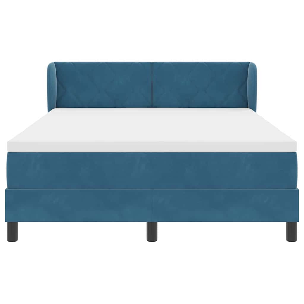 Box spring seng med hovedgærde Mørkeblå 160 x 200 cm Fløjl