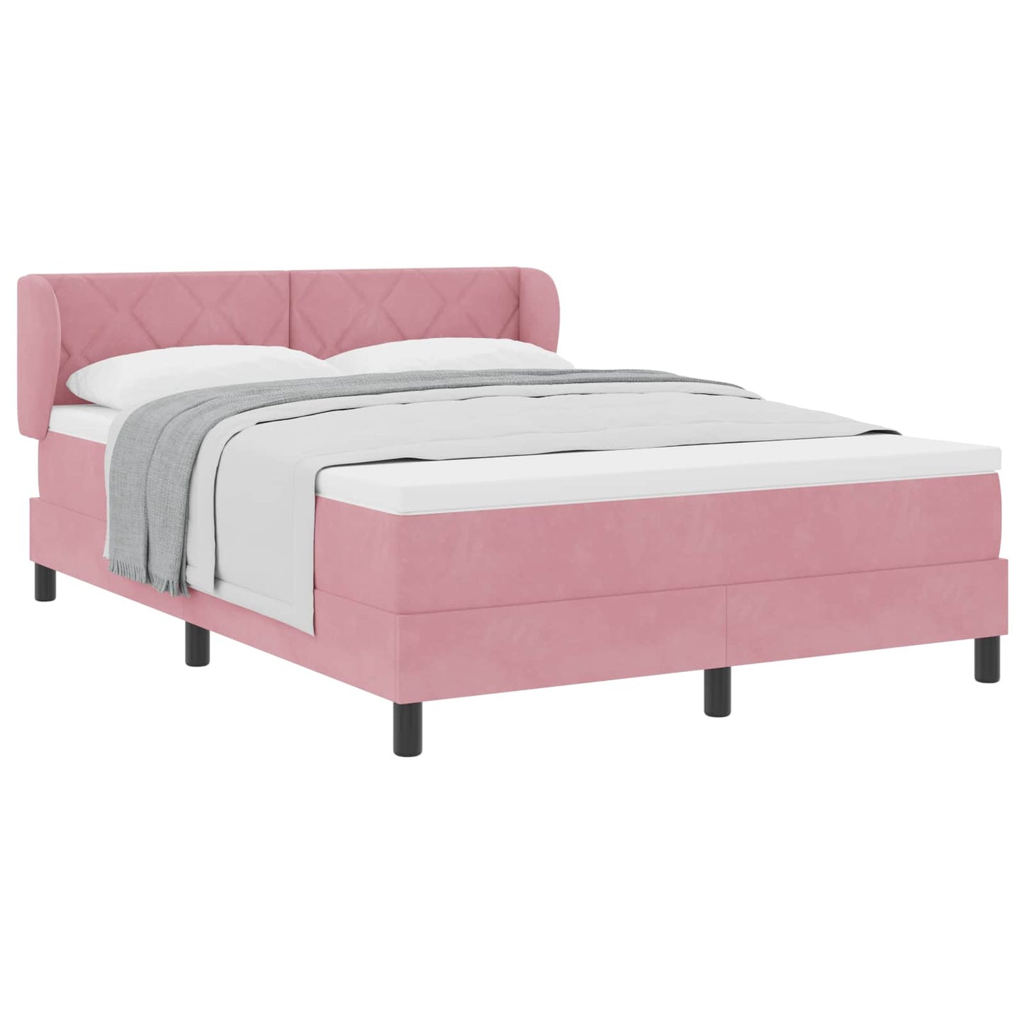 Box spring seng med hovedgærde Lyserød 160 x 200 cm Fløjl