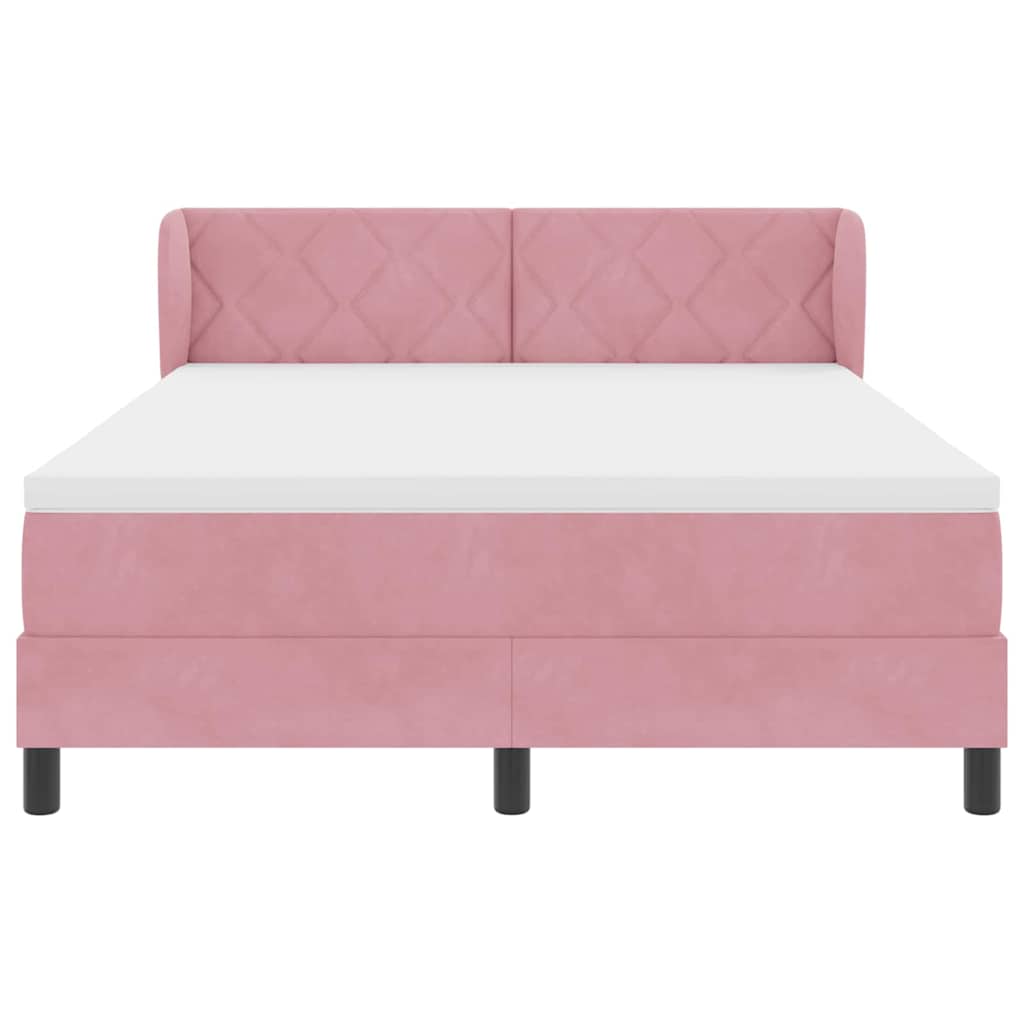 Box spring seng med hovedgærde Lyserød 160 x 200 cm Fløjl