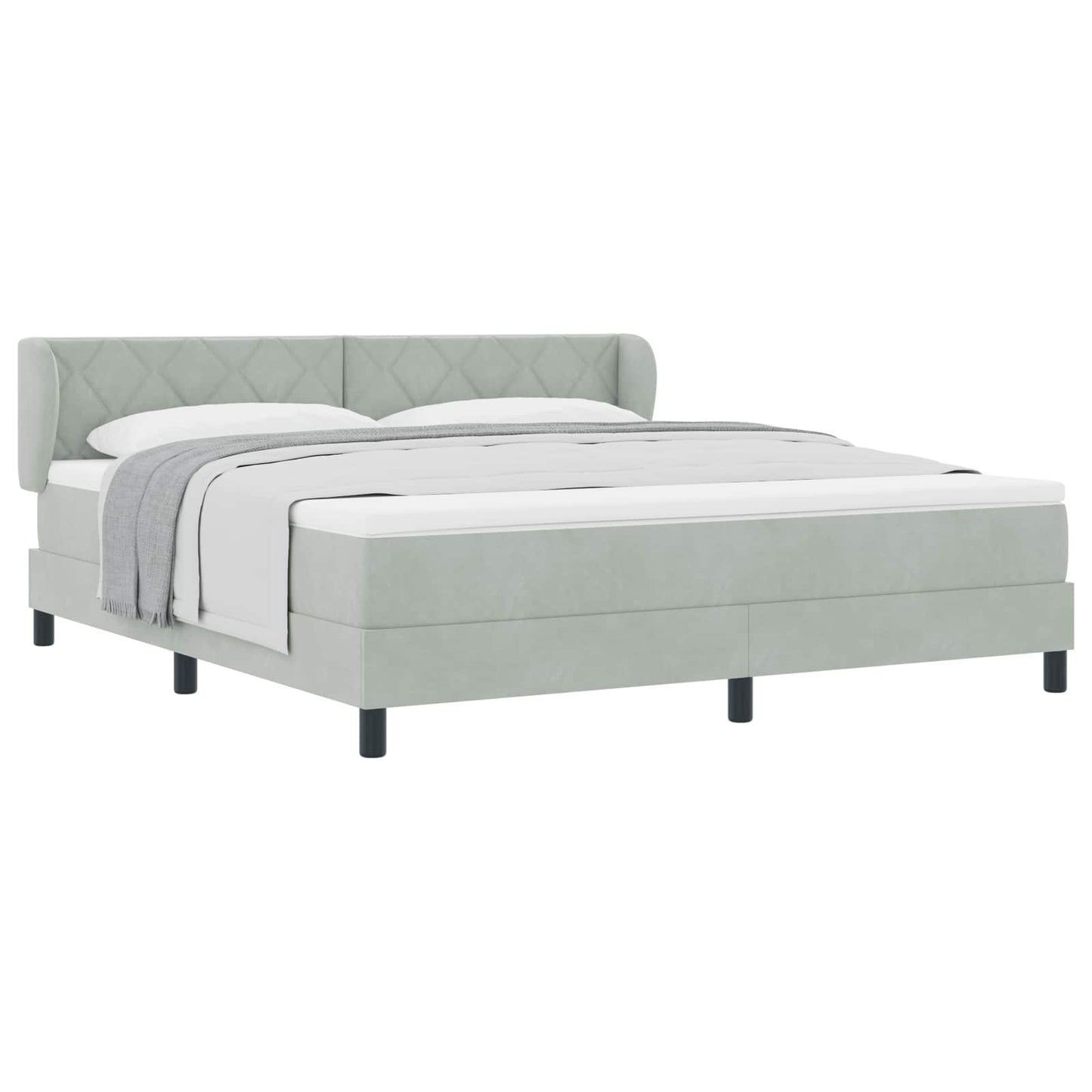 Box spring seng med hovedgærde Lysegrå 180 x 200 cm Fløjl