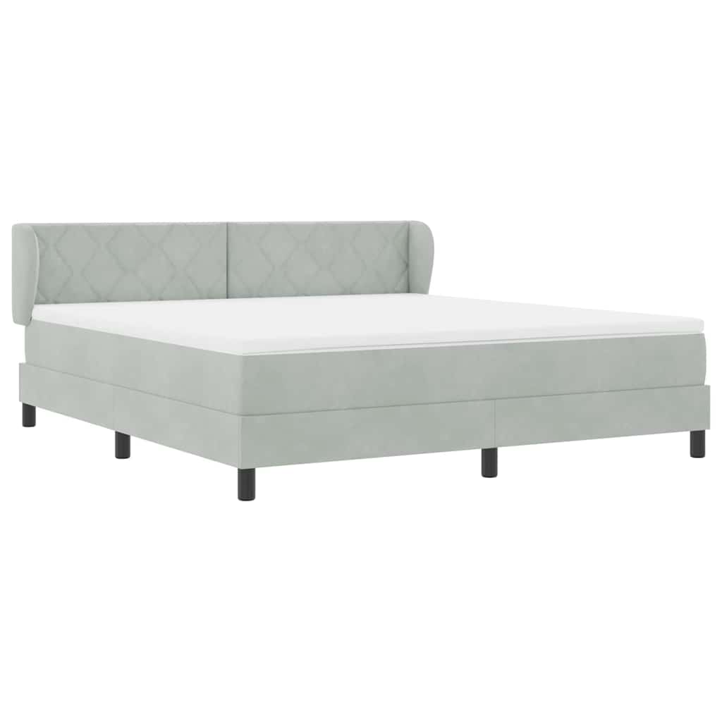 Box spring seng med hovedgærde Lysegrå 180 x 200 cm Fløjl
