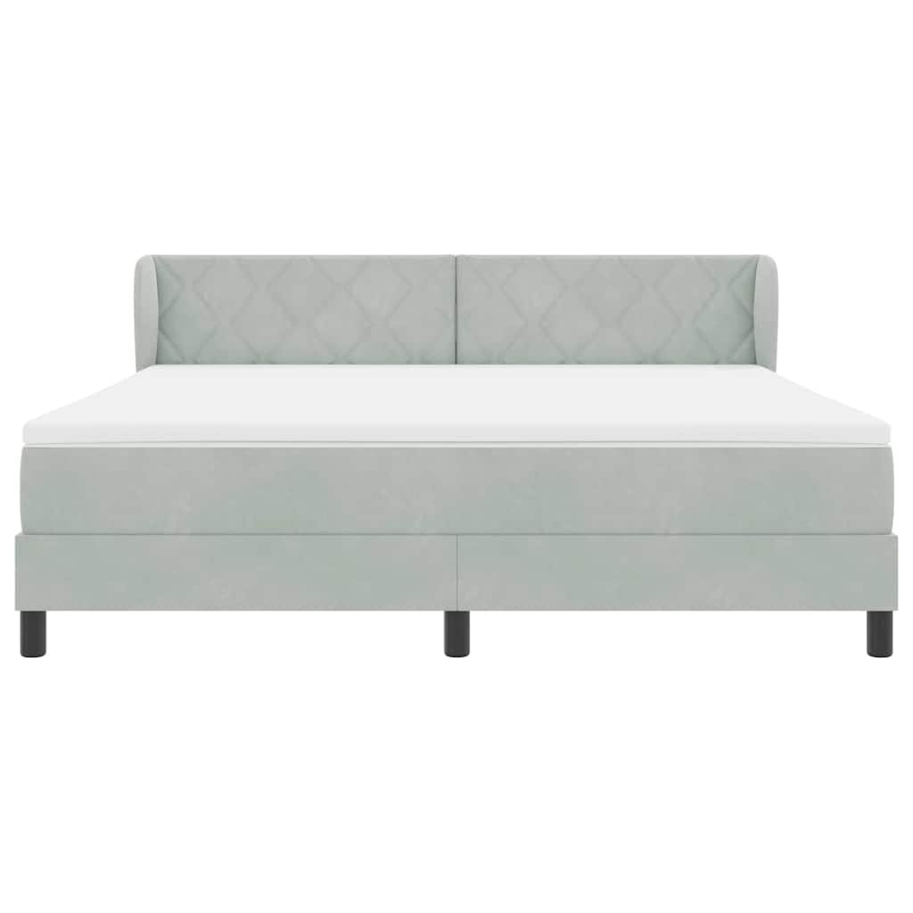 Box spring seng med hovedgærde Lysegrå 180 x 200 cm Fløjl