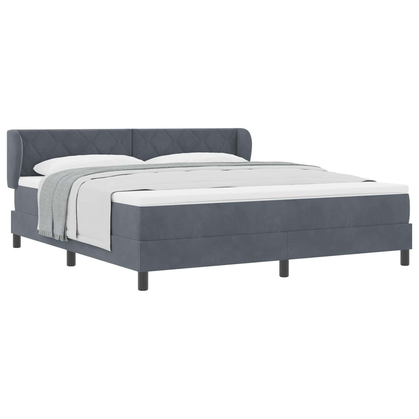 Box spring seng med hovedgærde Mørkegrå 180 x 200 cm Fløjl